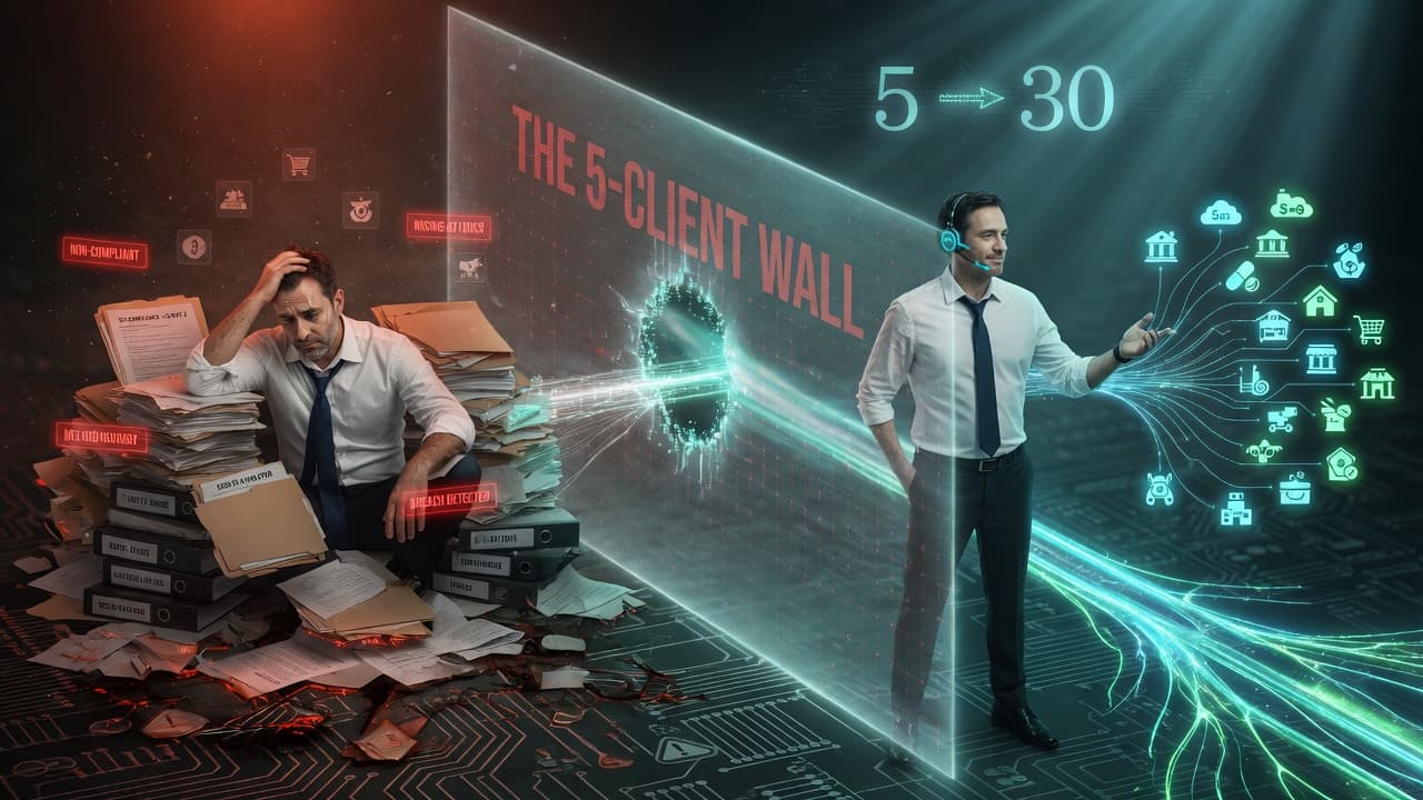 Single MSP consultant managing dozens of vCISO clients through automated platform